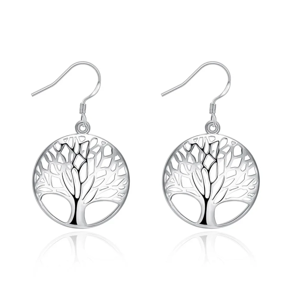 Hot Selling 925 Sterling Silver Ladies' Wedding Ladies' Retro Tree Of Life Party Fashion Earrings Jewelry Gifts