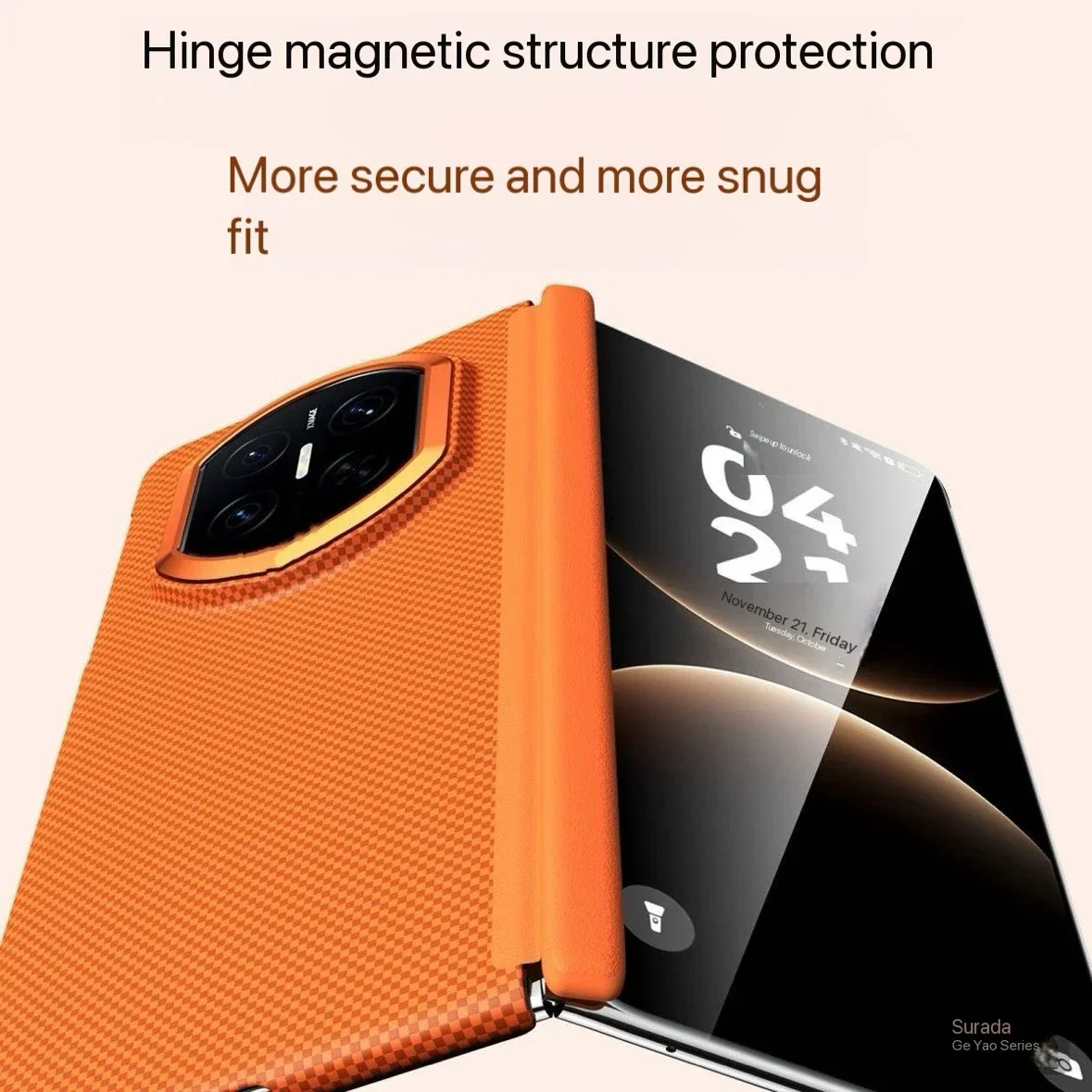 For HUAWEI Mate X7 X6 X5 X3 600D Slim Carbon Fibre MagSafe Magnetic For Honor Magic V6 Shockproof Hard Protective Phone Shell view 6