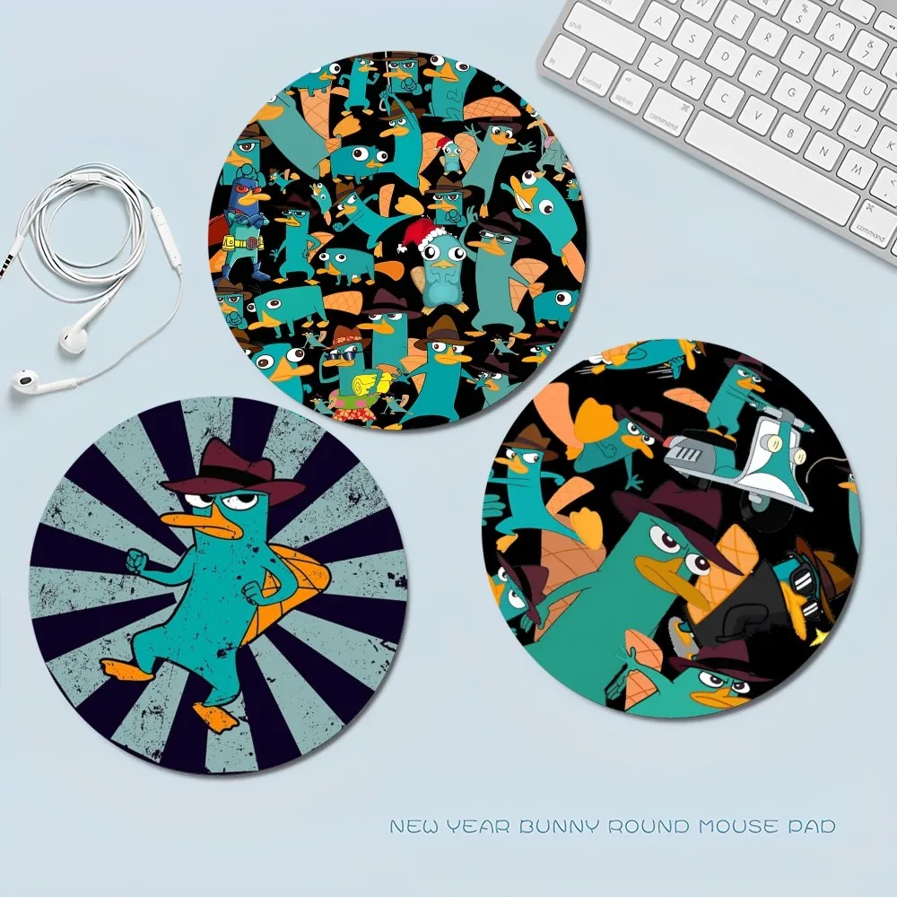 Phineas e Ferbby Round Desktop Mat, Kawaii Gaming Acessórios, Writing Pad, Mouse Pad para PC, 20x20cm