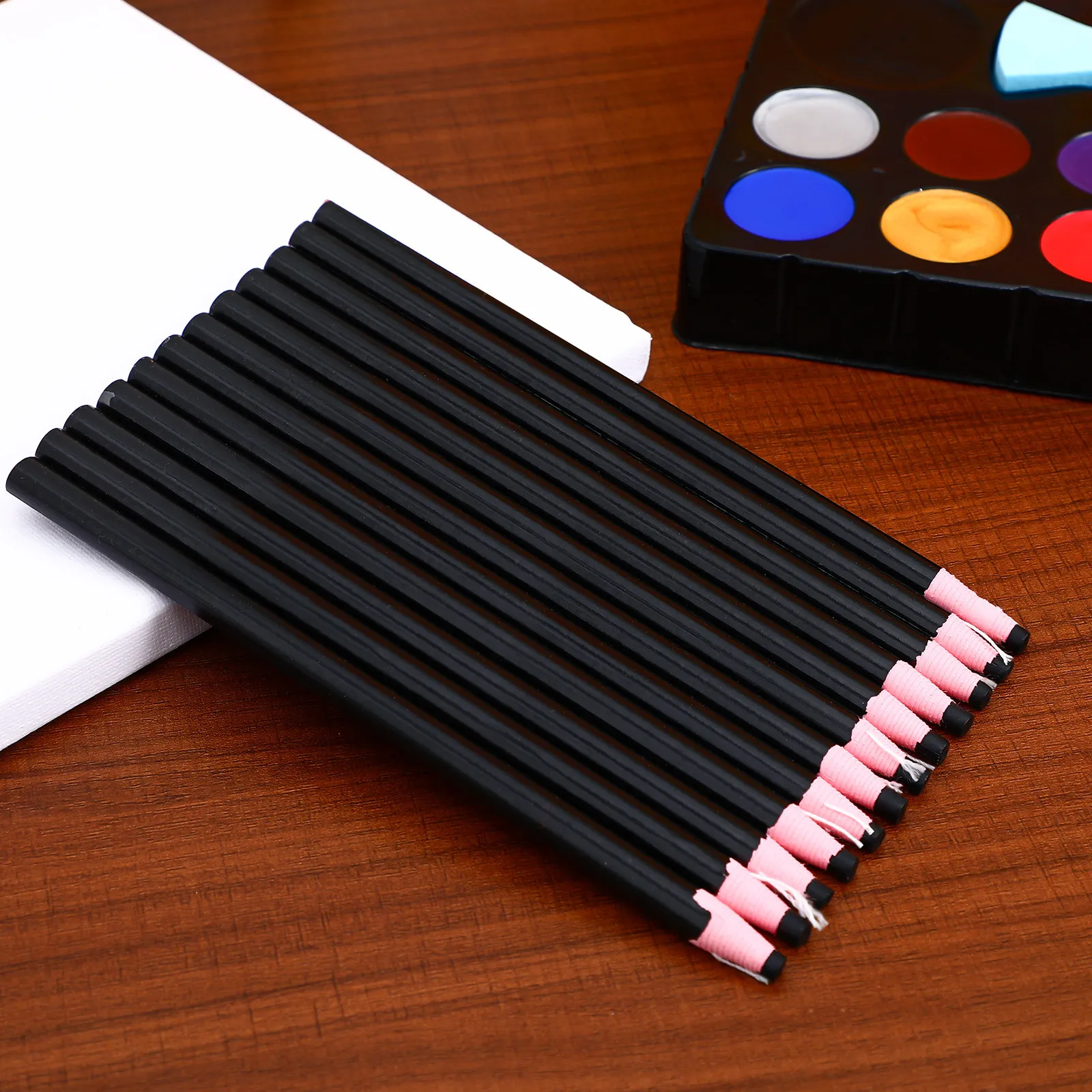 

12Pcs Black Marker Crayons Sharpen-Free Fabric Glass Pens Multi-Purpose Sewing Tools Thread Machine Clothing