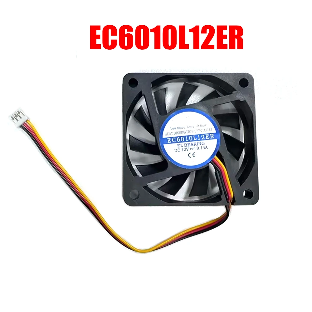 Cooling Fan EC6010L12ER DC12V 0.14A 60*60*10MM 3PIN New