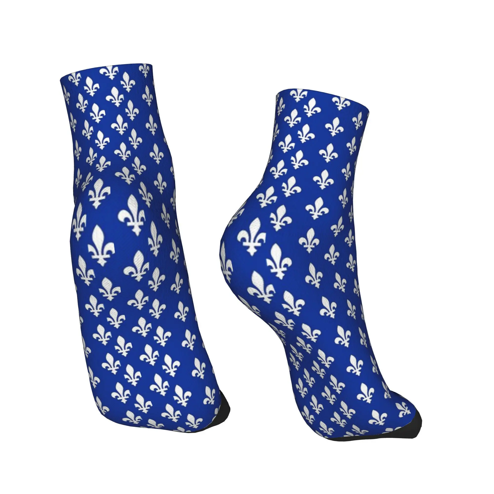 All Seasons Quebec Flag Canadian Province Socks Harajuku High Quality Crew Socks Casual Stockings for Men Women Christmas Gifts