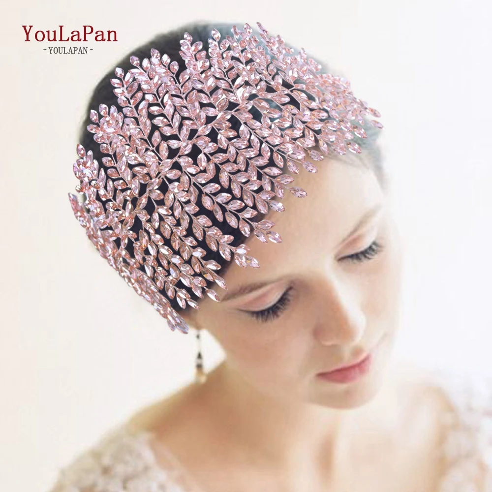 YouLaPan Luxury Full Rhinestone Wedding Headband Handmade Bride Wide Hair Band Women Banquet Party Hair Accessories HP238