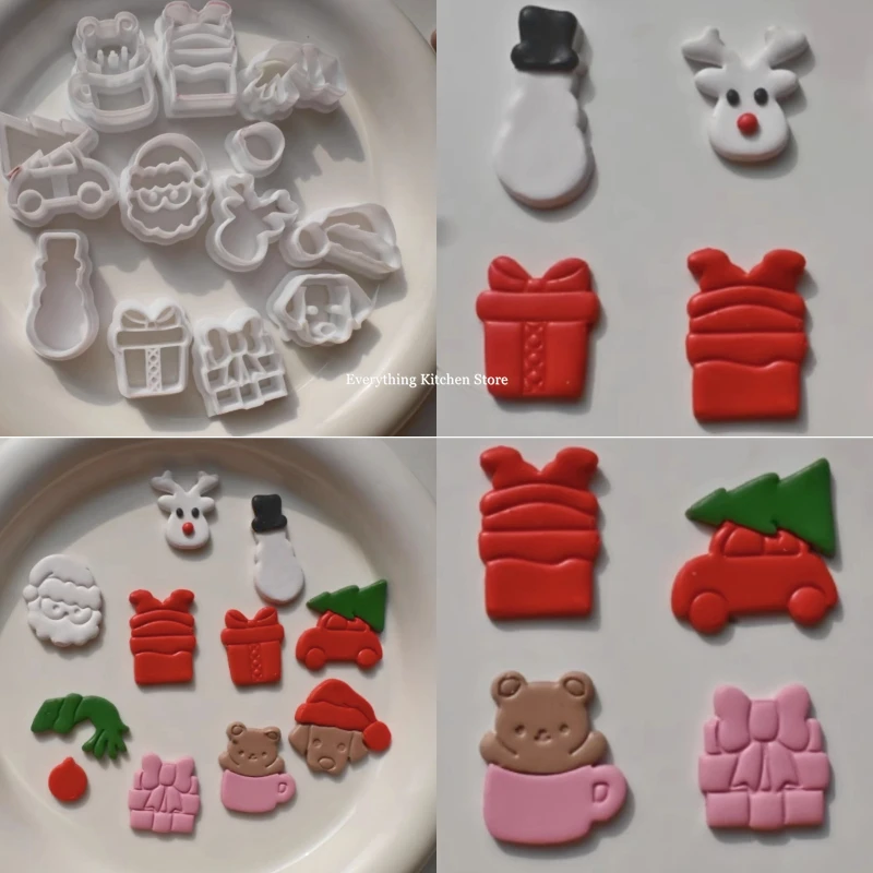 Winter Weihnachten Thema Polymer Clay Cutter Elch Auto Bär Schneemann Santa handgemachte Ohrringe Ton Form für Ohrring Schmuck Anhänger – Detail 1