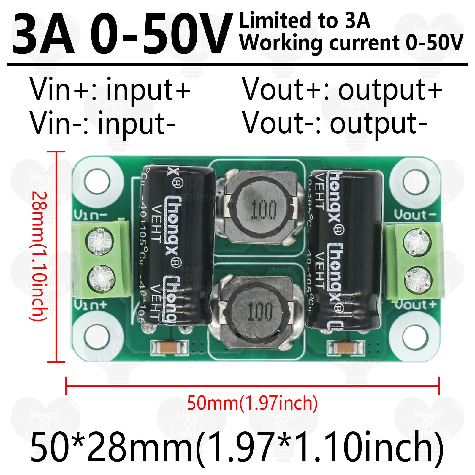Picture 5: DC Power Filter Board 0-25V 0-50V 2A/3A/4A Class D Power Amplifier Module Interference Suppression Board EMI Suppression Board