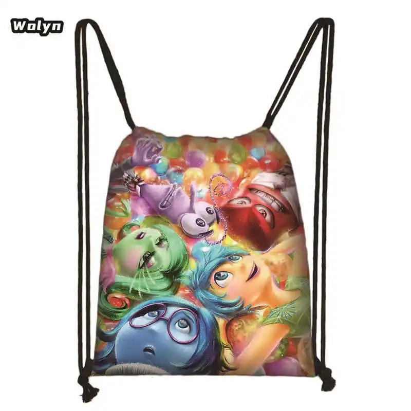 Inside Out 2 Drawstring Backpack Disney Anime Sadness Anger Anxiety Bag 3d Printing Schoolbag Kids Outdoor Sport Travel Knapsack