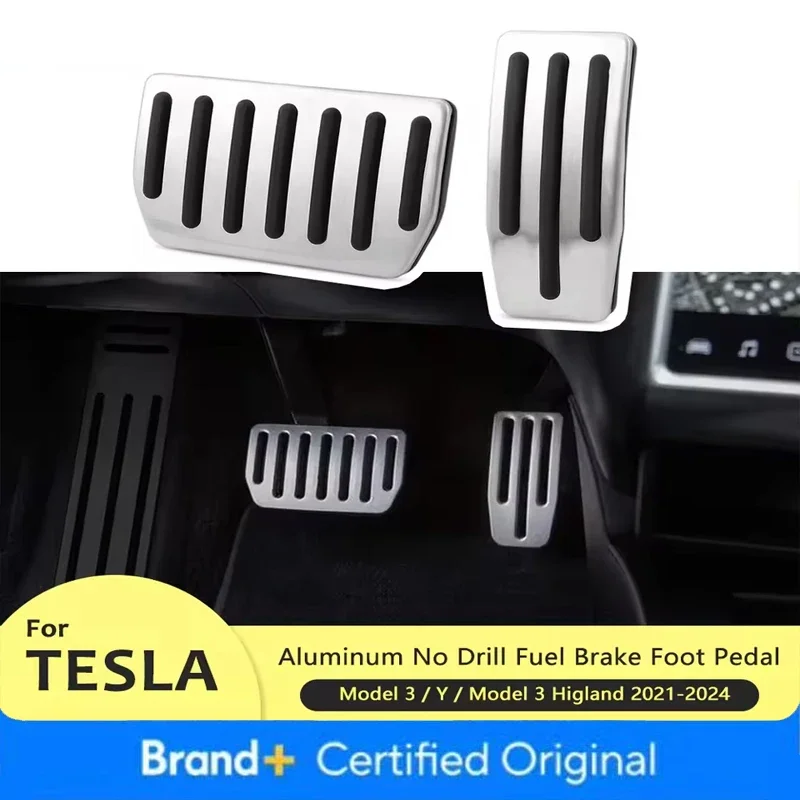 

For Tesla Model Y Model 3 2021-2024 Model 3 Highland No Drill Fuel Brake Foot Pedal Accelerator Brake Pedal Anti Slip Rest Cover