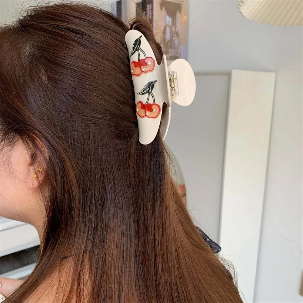 

Iridescent Rhinestone-inlay Hair Claw Flower Korean Style Women Shark Clip Waterproof Elegant Acrylic Hair Claw Girls