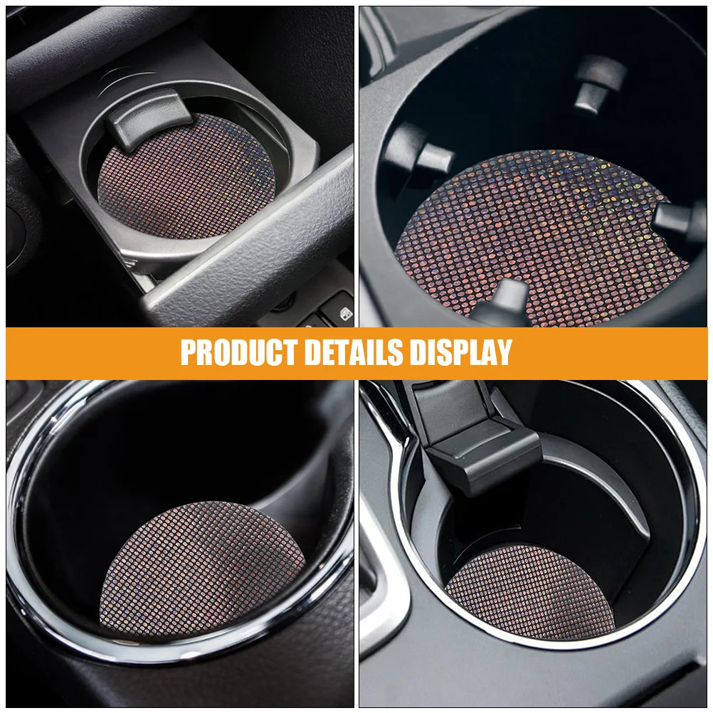 

4 Pcs Black Car Anti-slip Coasters Round Cup Holder Mats Decorative Drink Pad Non-slip Table Mat Vehicle Accessories