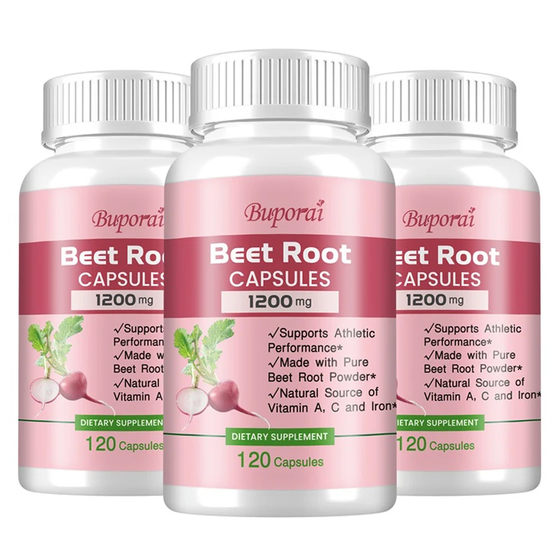 

Beet Root Capsules - Supports Blood Pressure, Athletic Performance, Digestive, Immune System, Pure, Non-GMO & Gluten Free