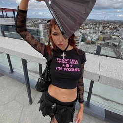 I’m Worse Baby White Crop Tee Top Short Shirt Female T-Shirt Summer Cotton Womens Streetwear