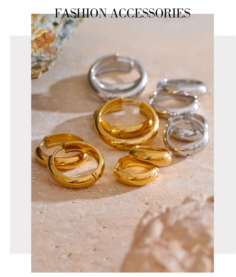 Yhpup 13/17/22 mm runde tägliche Creolen aus Edelstahl für Unisex, Herren und Damen, hochwertiger, vielseitiger Schmuck, wasserdicht, Japan – Detail 11