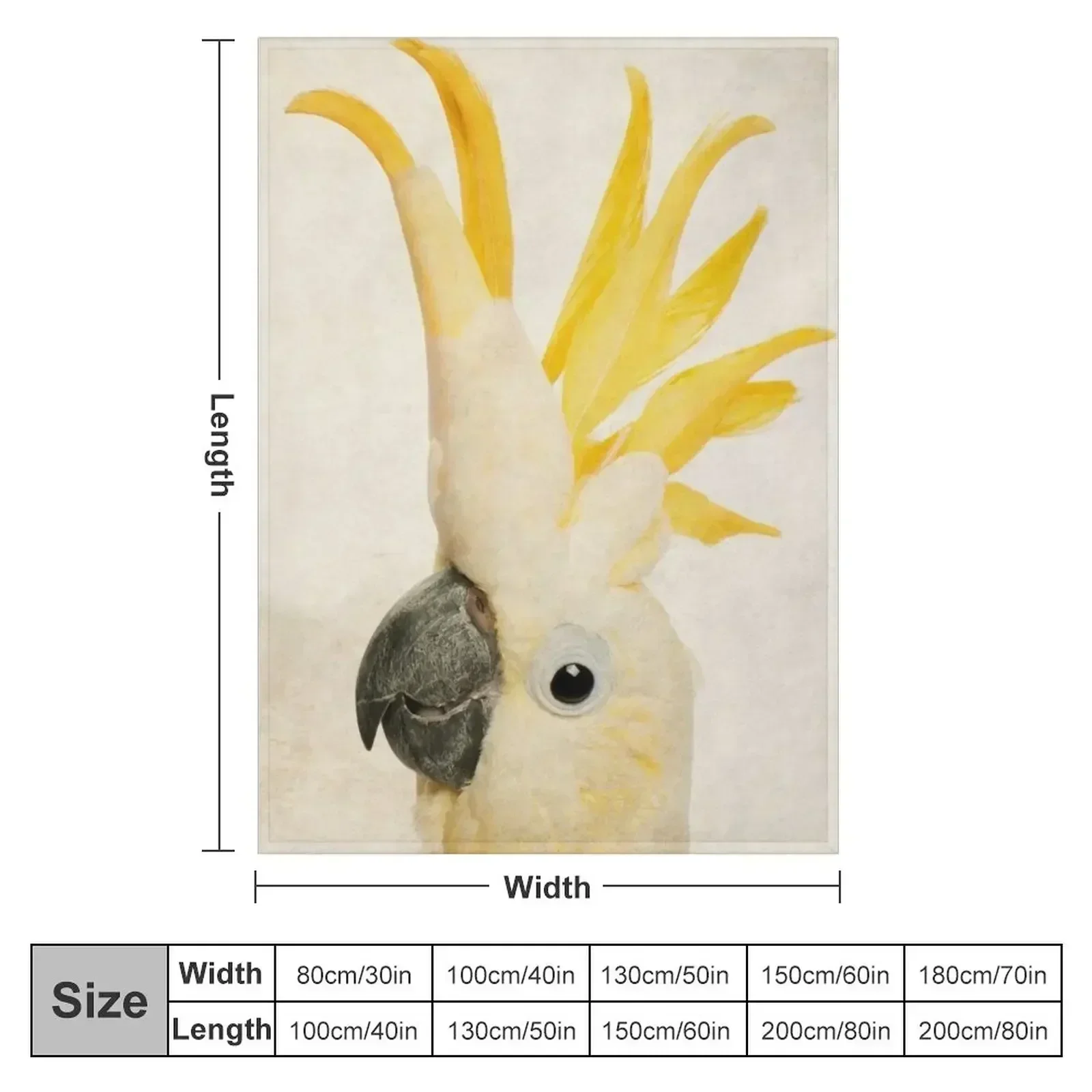 Sulphur Crested Cockatoo, Exotic Bird Portrait Art Throw Blanket Cute Picnic Blankets