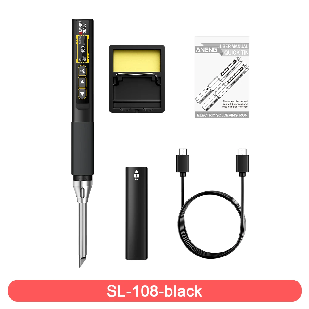 ANENG SL108 96W slimme soldeerbout, PD/QC snelle verwarming, instelbare temperatuur 200-450 ° C, draagbaar lasstation