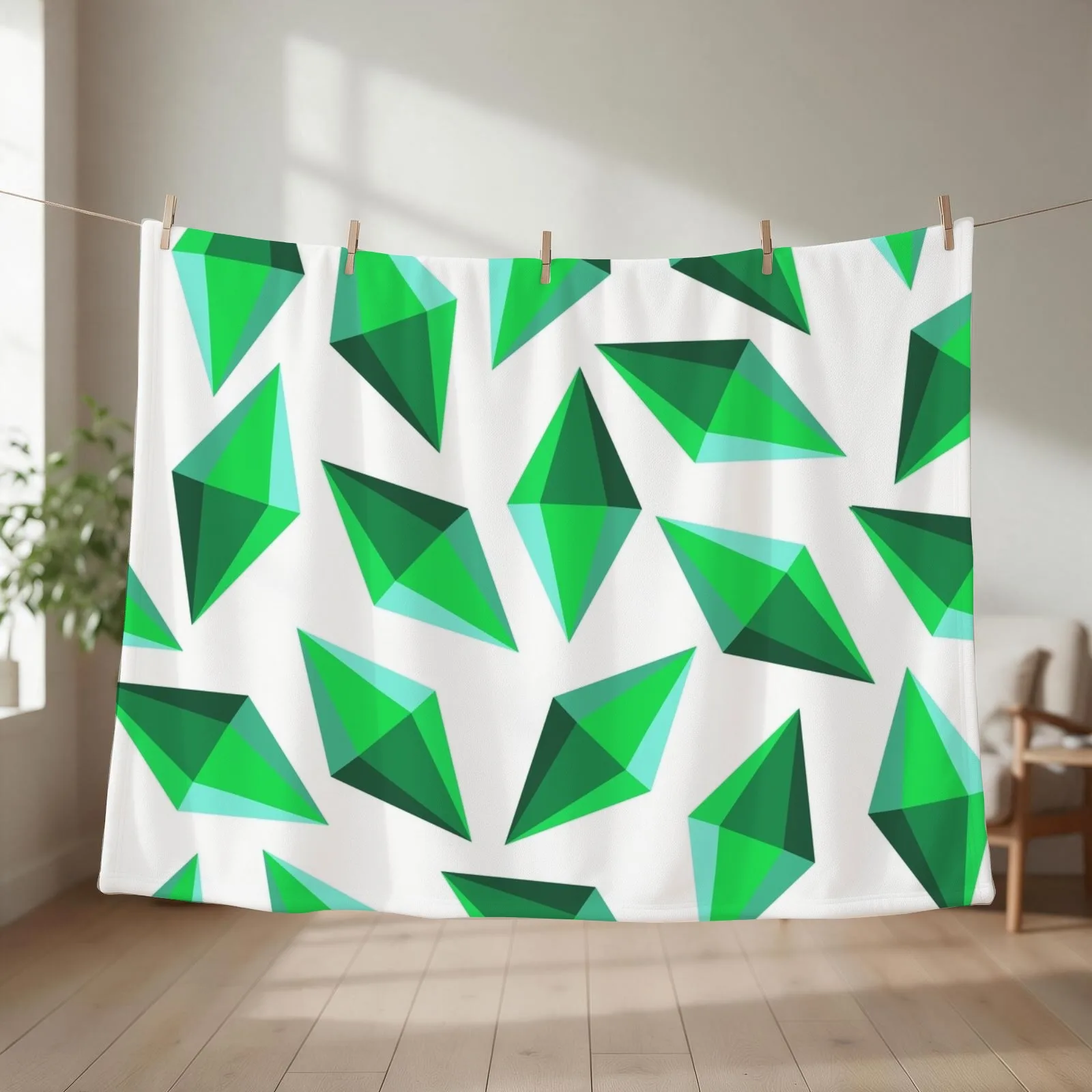 Spinning Plumbobs Alternative Green Throw Blanket Personalized Gift Comforter Blankets Sofas Of Decoration Sofa Blankets