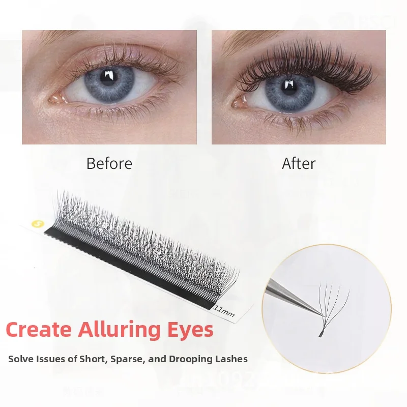 ขนตาปลอม LU Five-Leaf Clover แบบโค้งงอนแน่นเป็นธรรมชาติ 12 แถว ใยสังเคราะห์ ทนทาน ขนาด 8-15 มม. สำหรับทุกคน