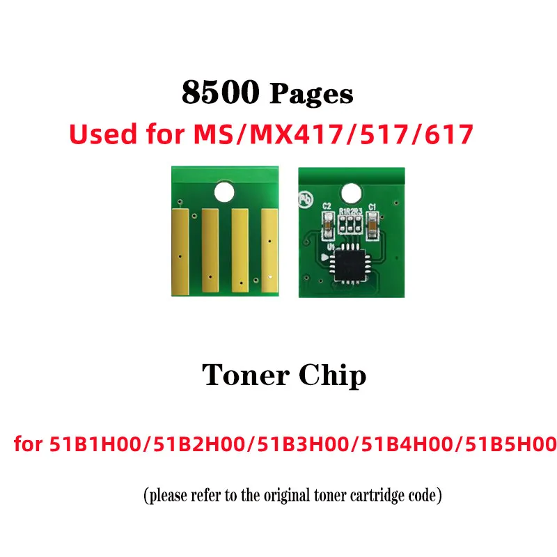 8500 Pages WW Version 51B1H00/51B2H00/51B3H00/51B4H00/51B5H00 Toner Chip for Lexmark MS/MX417/517/617