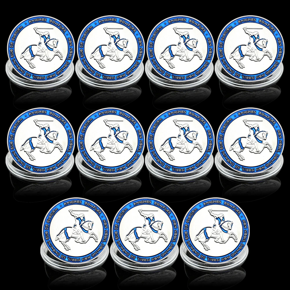 

10pcs Silver Knight Templar Commemorative Coin Christian Cross Shield Collectibles Art Souvenir Challenge Coin Gift