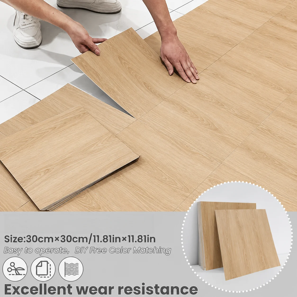 10pcs Self-Adhesive Floor & Wall Tiles - Non-Slip, Waterproof Vinyl Stickers For Kitchen And Bathroom - Vintage Tile Renovation