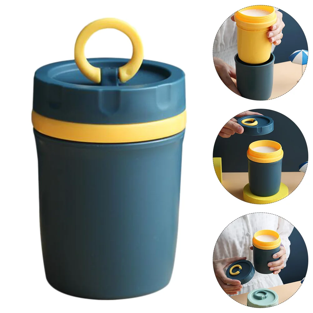 

1 Pc Lovely Beverage Cup Practical Anti-leak Insulated Cup with Lid (Navy Blue) anti-leak soup cup insulated soup cup