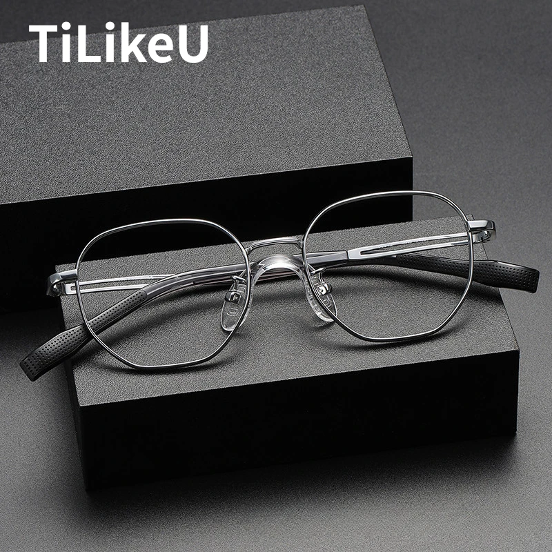 

Korean Style Pure Titanium Students Prescription Glasses Frame Ultra-light Women Retro Polygon Optic Blue Light Eyeglasses Frame