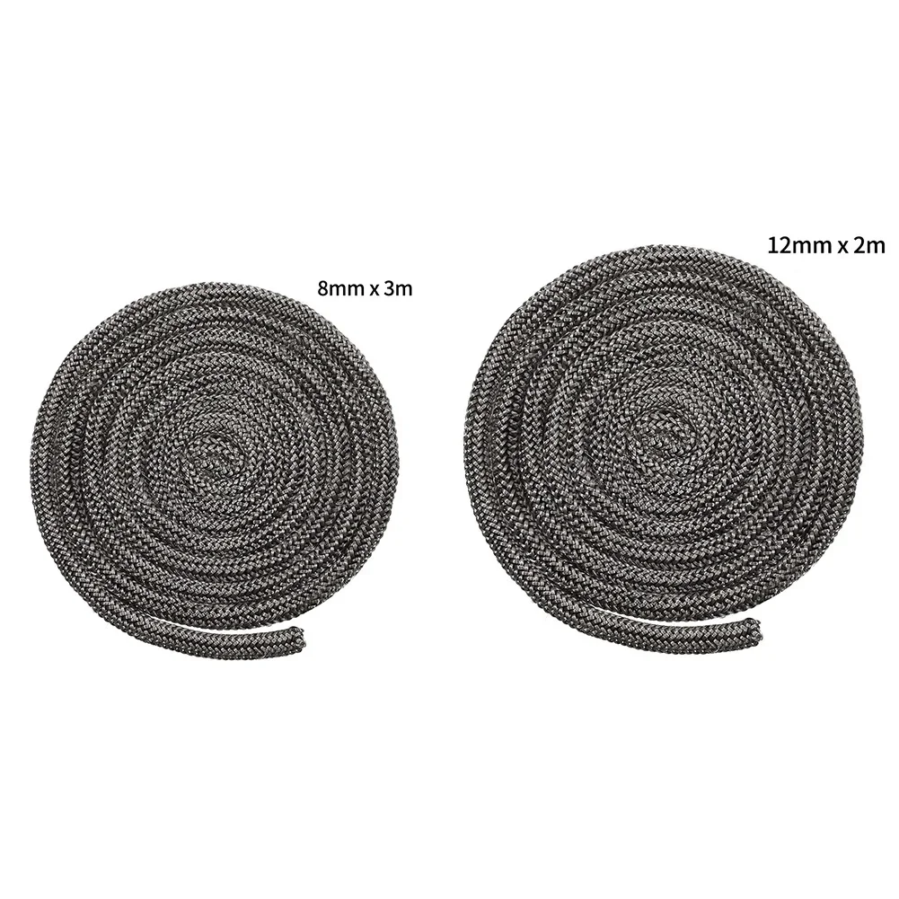 Прокладка двери дровяной печи, веревочный уплотнитель, промышленная духовка, стекловолокно для котла, хорошая герметизация, мягкий 12 мм х 2 м, 8 мм х 300 см, черный