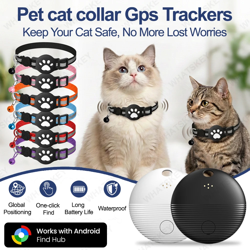 Collar GPS Antipérdida para Gatos con Funda para Google Airtag, Collar Reflectante para Rastreador de Mascotas, Collar Desmontable para Gatitos con AirTag