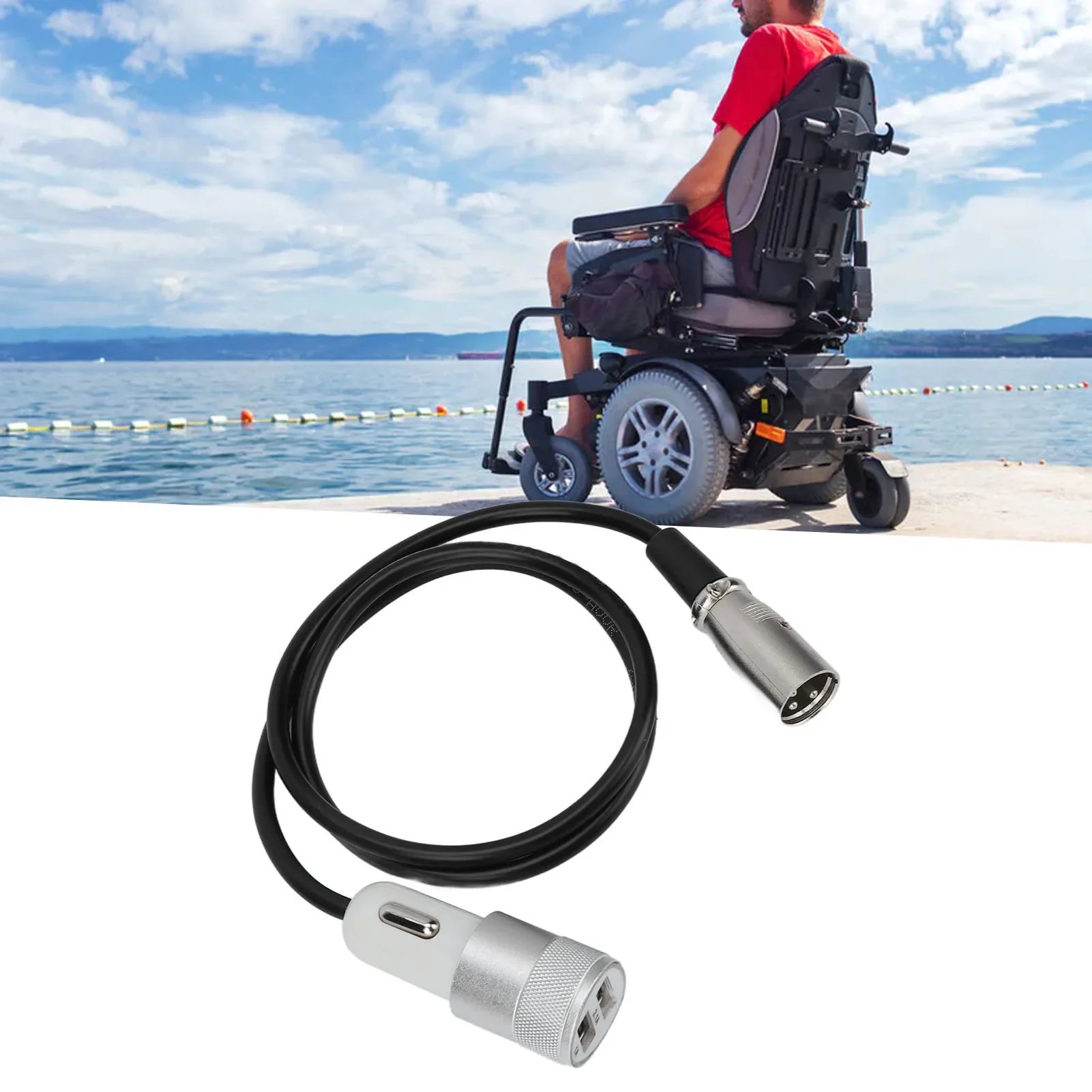 Electric Wheelchair Charger 1 for 2 Universal USB Mobility Scooter Fast Charger for Small Car