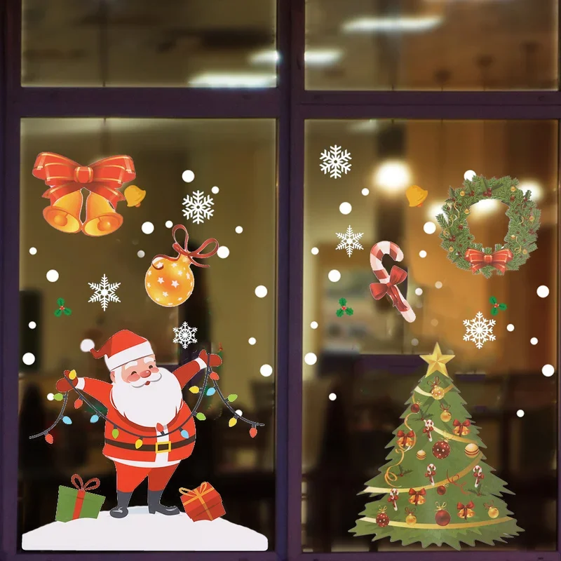 Merry Christmas Wall Window Stickers Christmas Decorations for Home Wall Glass Stickers New Year Home Decals Decoration Murals