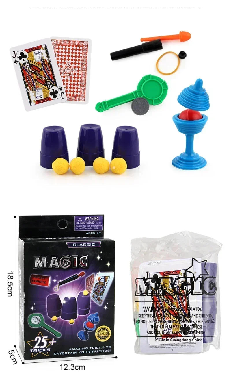 New Funny Magic Props Set For Kids Children Magic Tricks Toys Beginner Magic Kit Set Magic Performing Props Magic Puzzle Toy