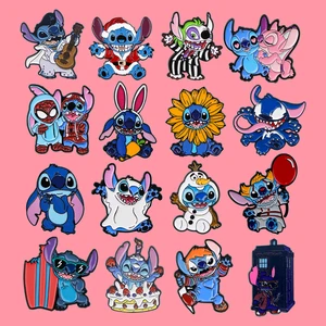 Kartun Anime Stitch Enamel Pin Bros untuk Wanita Kerah Pin Lencana Di Ransel Aksesoris Pakaian Fashion Perhiasan Hadiah Halloween 10 pin makanan penjualan terbaik - №