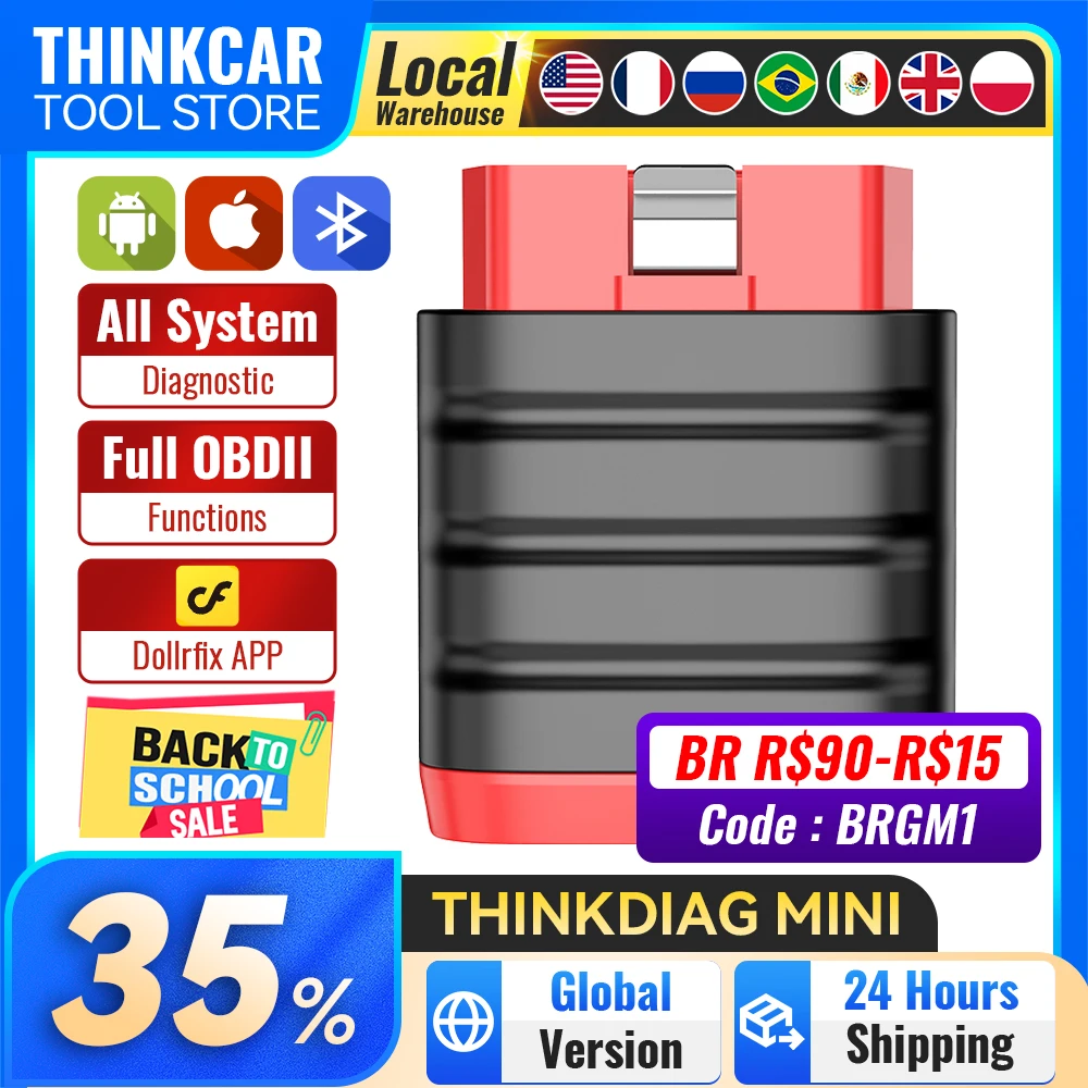 THINKCAR Thinkdiag Mini Bluetooth OBD2 Scanner Diagnostic Tool Full-System Car Scanner Check Engine Light Fault Code Reader Tool
