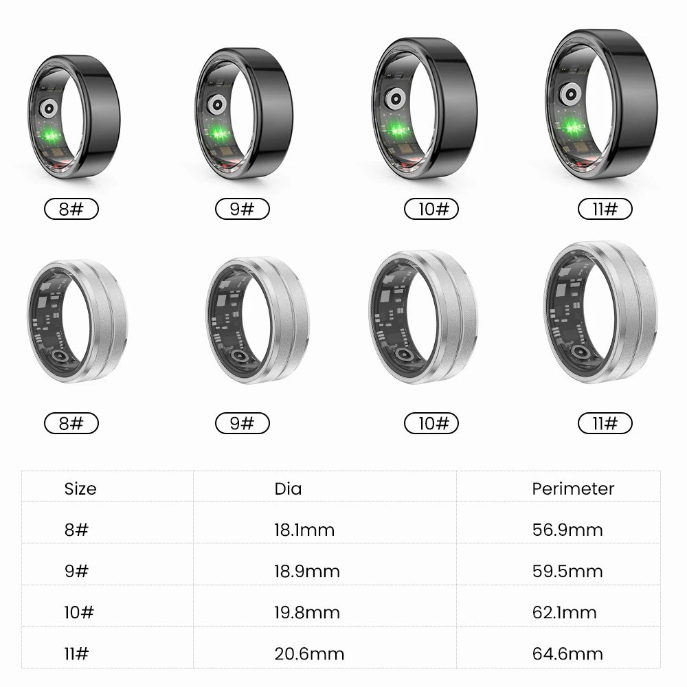 AVATTO Smart Ring Bluetooth 5.1 Personalize Health Monitor Blood Pressure Oxygen Sleep Heart Rate Unisex Finger Rings Gifts