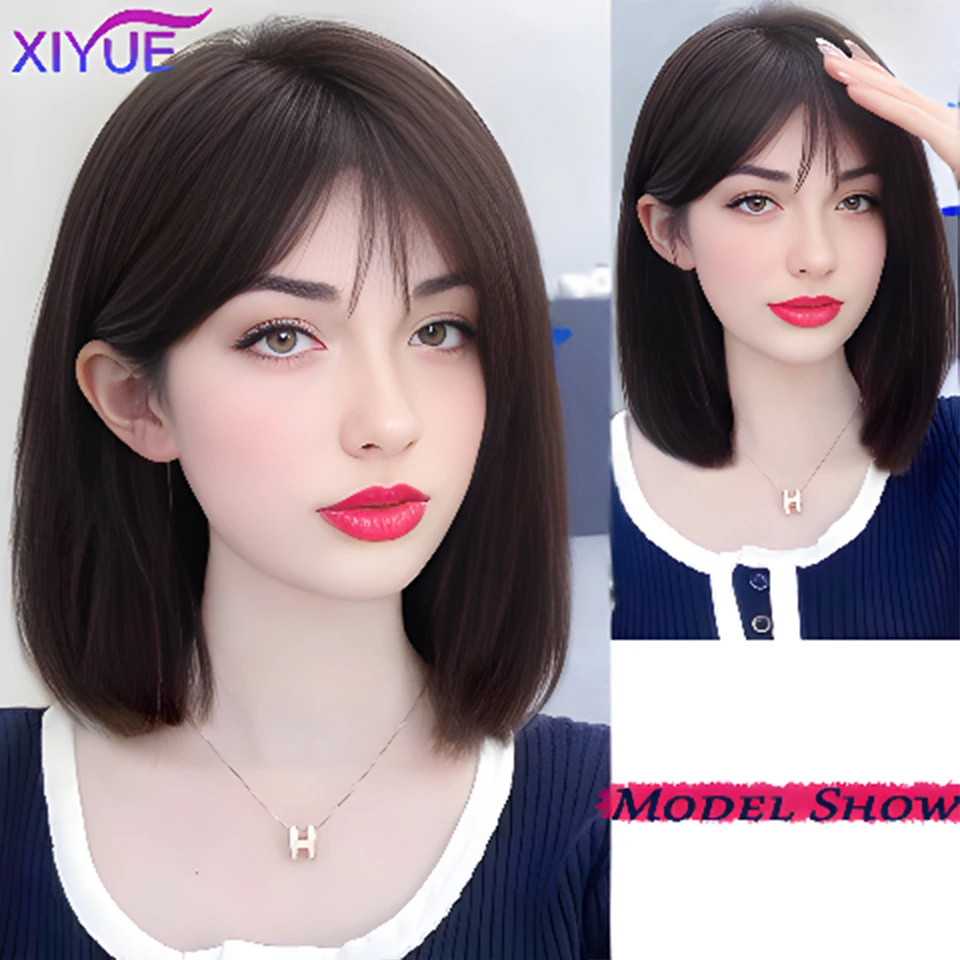 XIYUE Wig Women\'s Head Repair Hair Increase Volume Fluffy High Head Light and Thin Invisible Octagonal bangs Synthetic Wig Piece