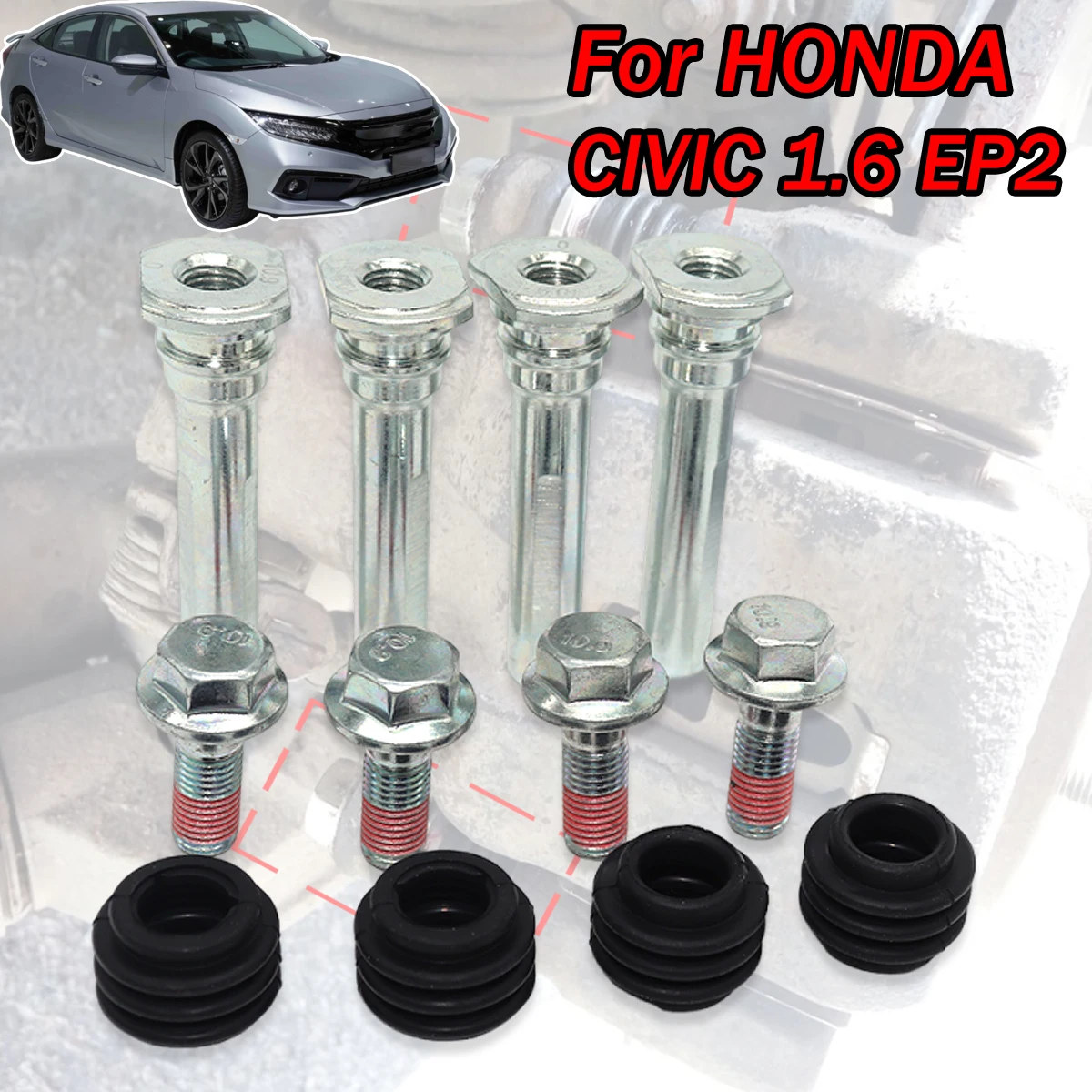 Car Rear Left Right Brake Slider Guide Pin For Disc Housing Bolt Bushing Boot Seal Repair Kit For HONDA CIVIC 1.6 EP2 2001-2006