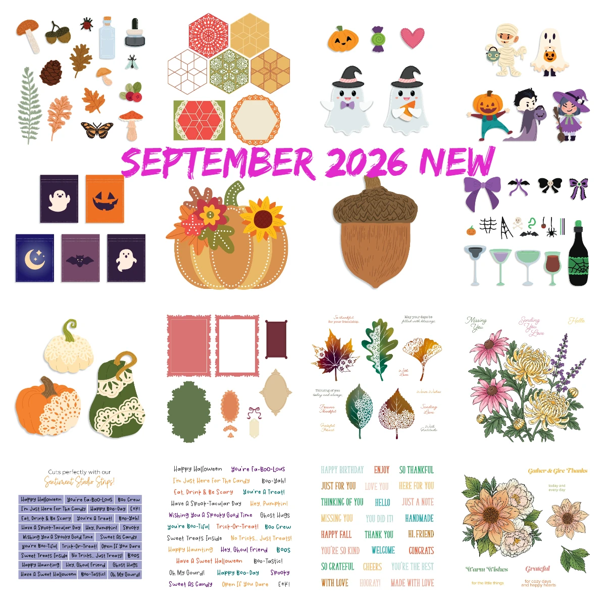 New Cutting Dies 2026 Sentiment Halloween Christmas Metal Cut Die Clear Stamps Handmade Embossing DIY Scrapbooking Decoration