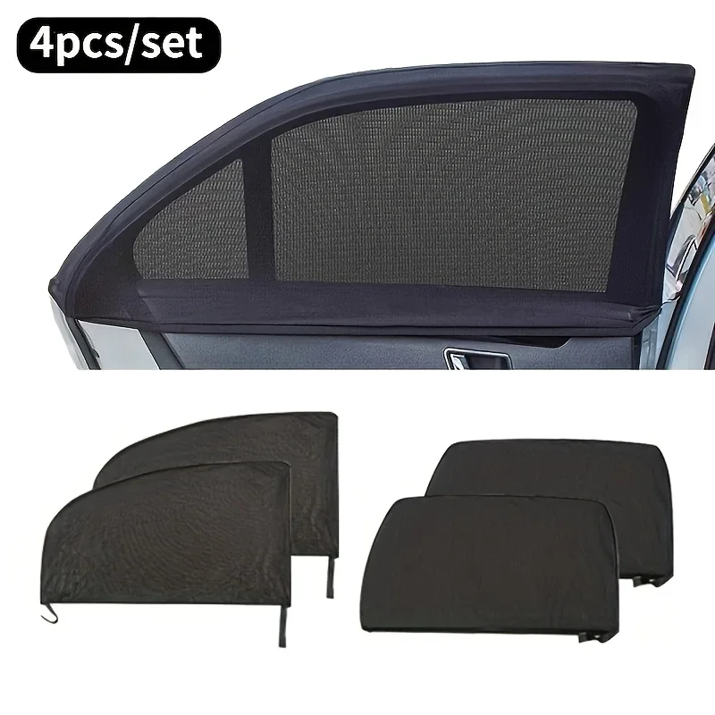 

2 шт./4 шт. черные оконные шторы — передние и передние боковые окна с защитой от ультрафиолета — легкие, дышащие