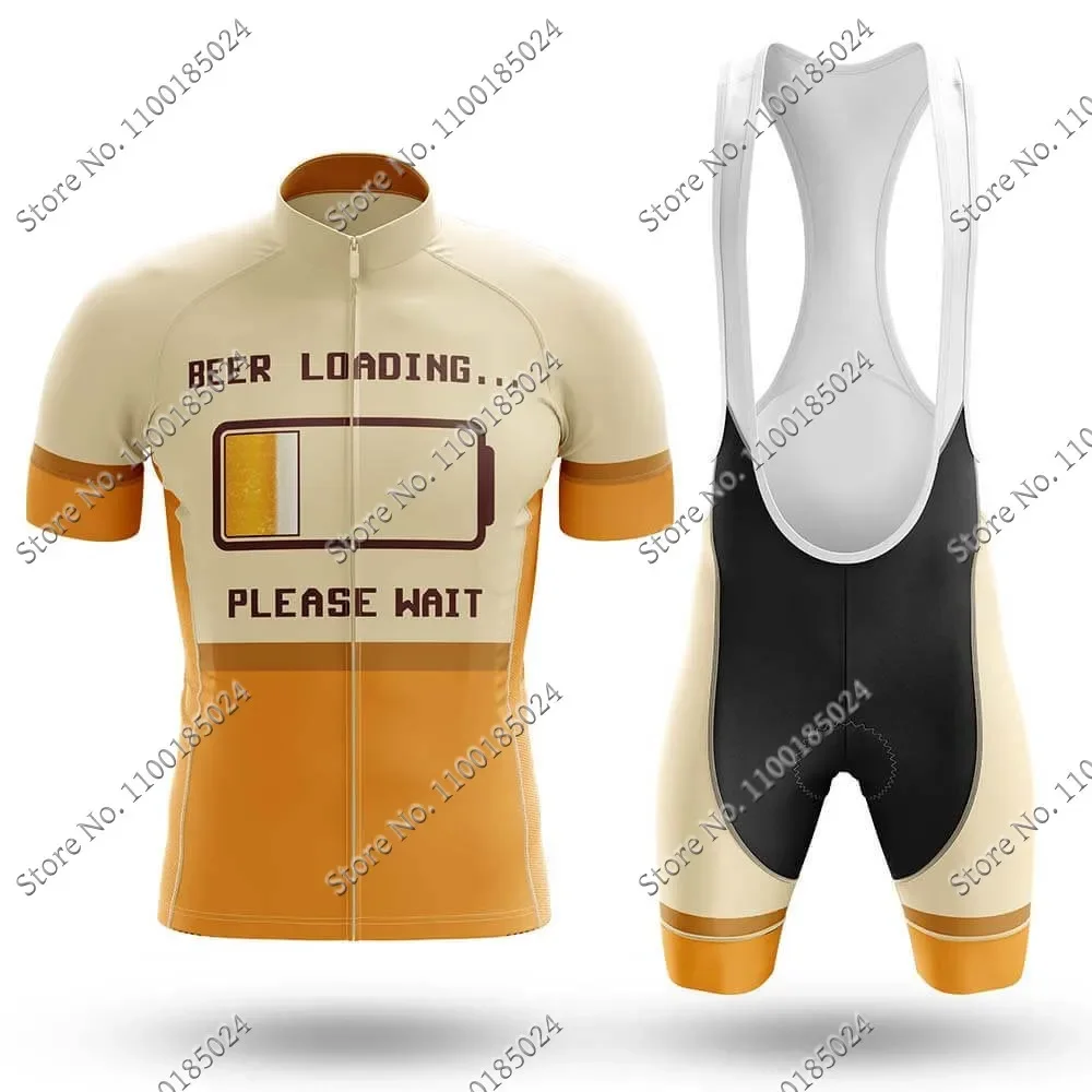 Men Beer Loading 2025 Cycling Jersey Set Summer Bicycle Clothing Road Bike Shirts Suit Bicycle Bib Shorts MTB Ropa Maillot