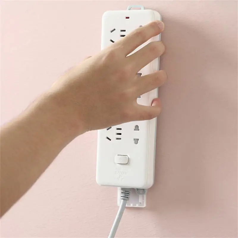 Self-Adhesive Desktop Socket Fixer Socket Holder Cable Power Strip Hold Wall-Mounted Wire Holder Home Cable Wire Organizer Racks