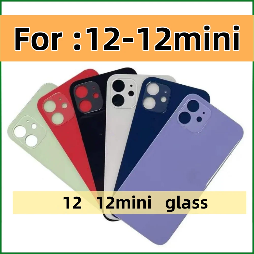 Back Glass For iPhone 12 mini-12 Back Cover Glass Fast Replacement Housing Battery Cover Big Hole Rear Glass with glue