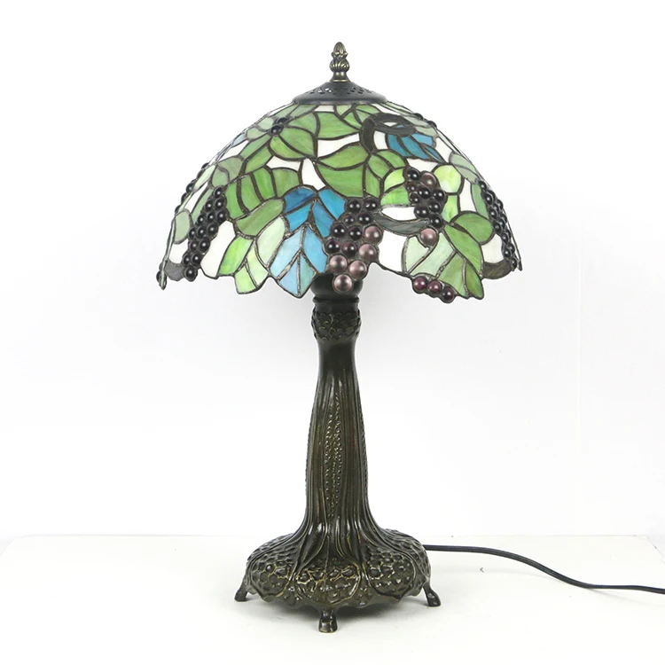 12Inch Grape Pattern Stained Glass Lampshade Desk Light European Handcrafted home table lamp stained glass