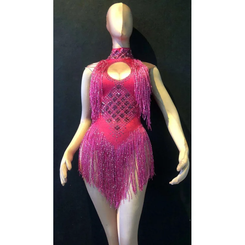Disfraz De celebridad De Internet, espectáculo De talento, vestido en vivo con borlas, baile latino, traje De baile Cha, Bar, fiesta, mesa, bata De Soirée para mujer