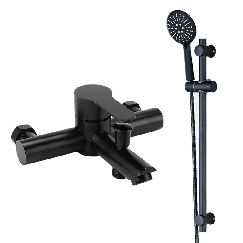 

Stainless Steel Painted Shower Faucet Household Bathroom Black Hot and Cold Mixing Valve Triple Bath Shower Faucet