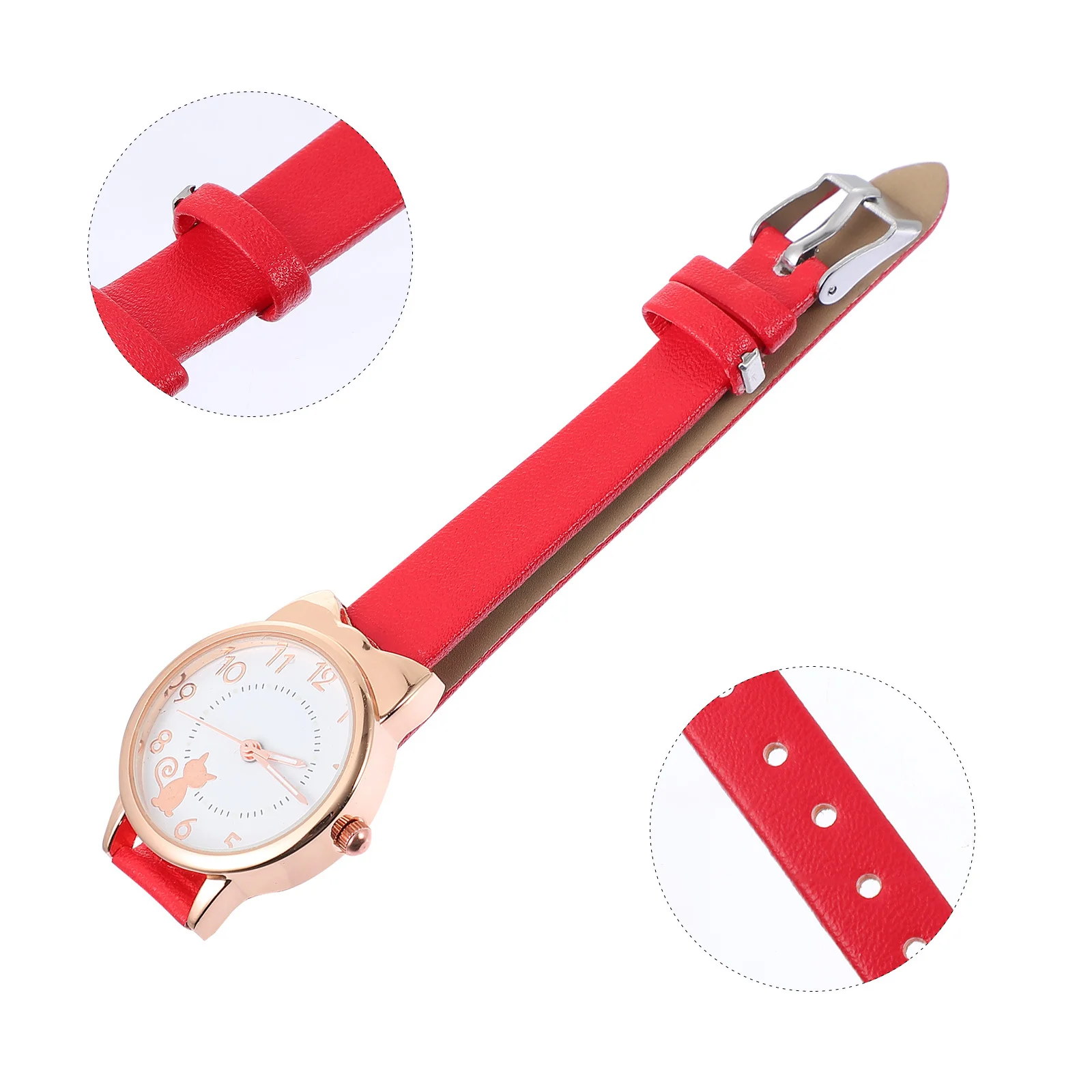 ساعة كاجوال رائعة على شكل قطة، ساعة يد متينة من سبائك الزجاج، مقياس واضح، ساعة صغيرة، هدية صديق موثوقة #1