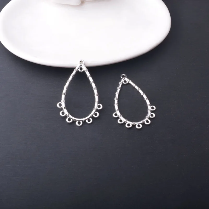 12 Stück/Set Ethnische Legierung mit vielen 5 Löchern, runde Ohrring-Verbinder, Schmuckzubehör, Boho-Quasten-Statement-Anhänger, DIY-Ohrringe für Frauen – Detail 7