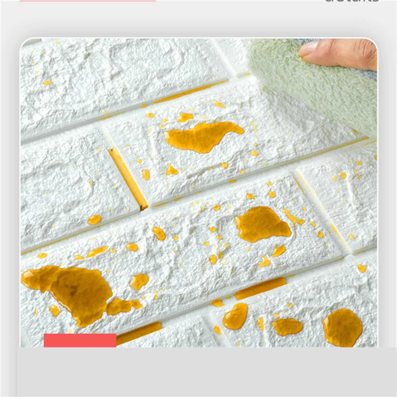 60Pcs Self-Adhesive 3D Brick Sticker DIY Waterproof Foam Wallpaper Room Kitchen Roof Ceiling Background Wall Decals-A