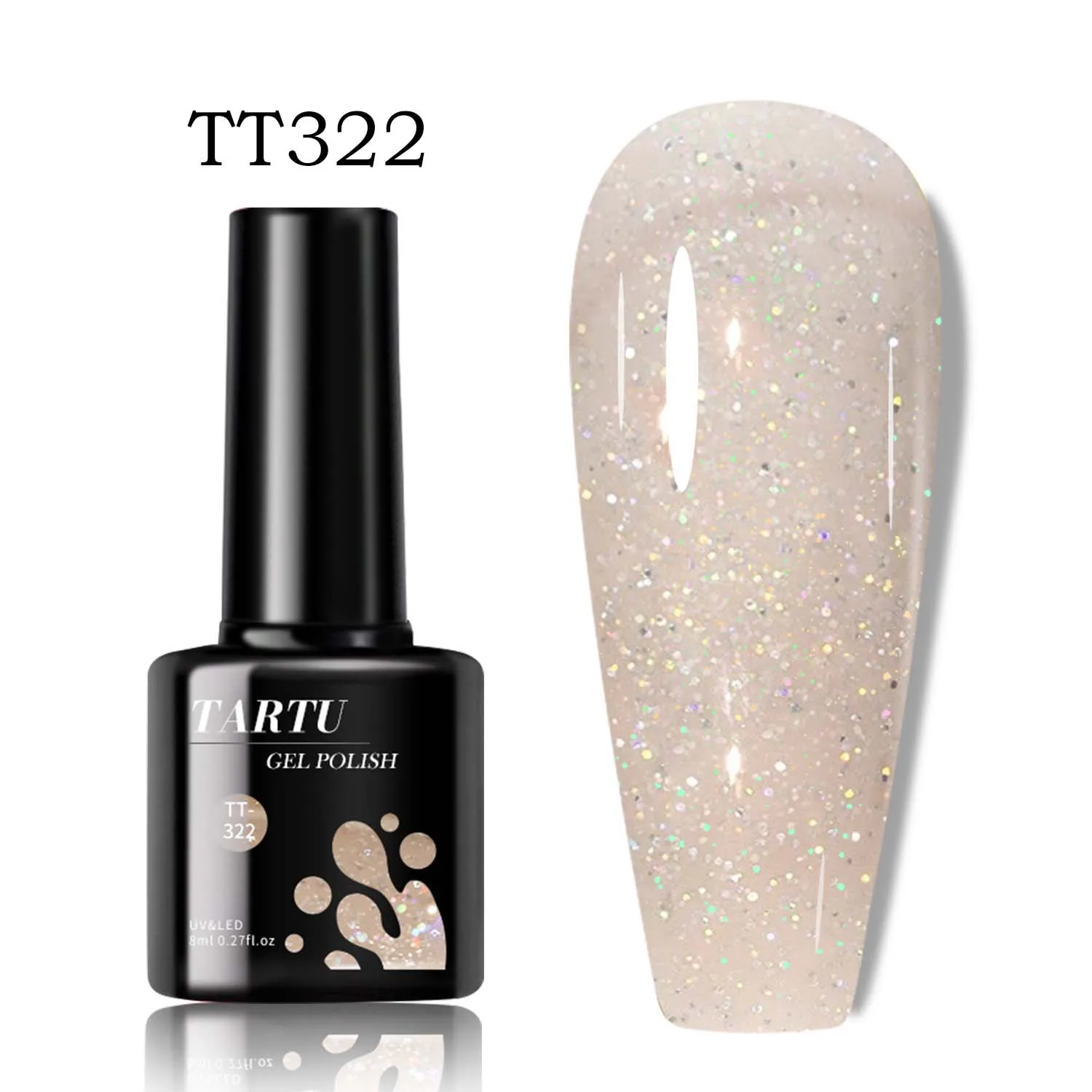 Esmalte de uñas de Gel holográfico con lentejuelas brillantes de color caqui, 8ml, LED extraíble/UV, lentejuelas brillantes de larga duración, salón de manicura para el hogar