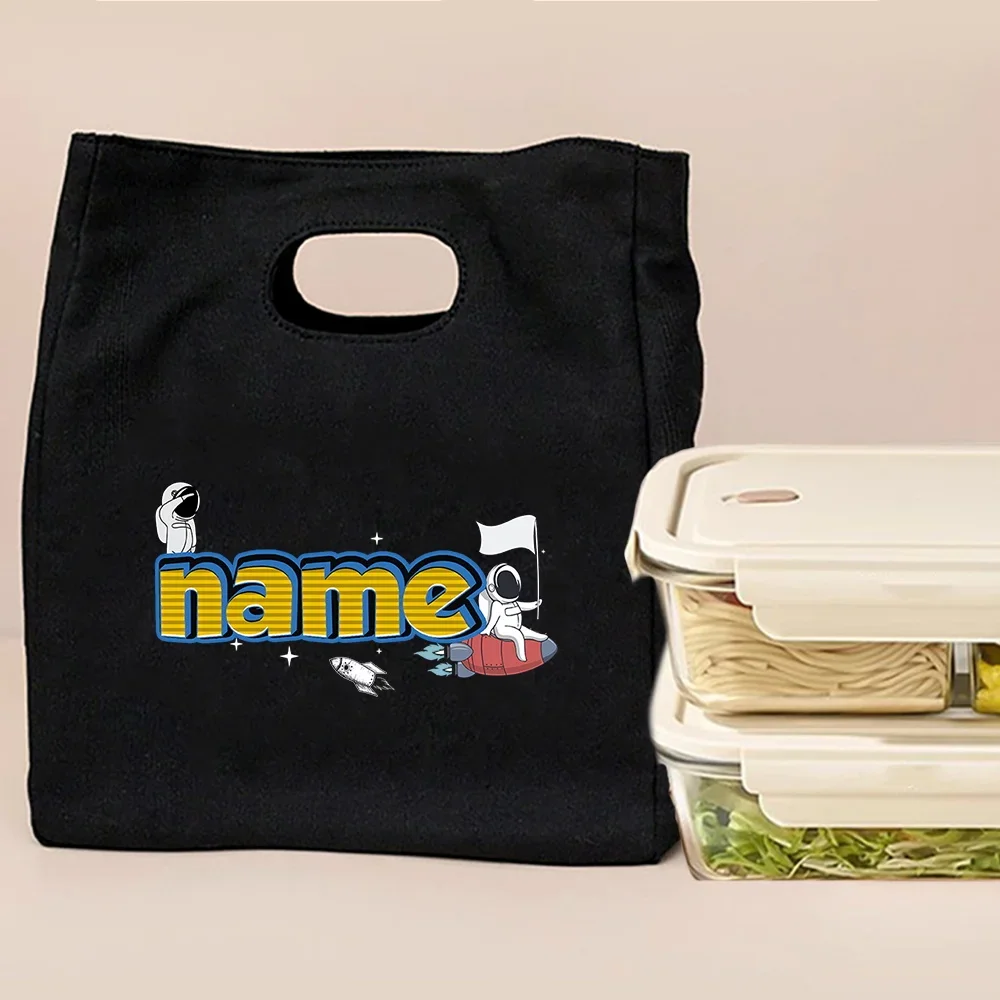Customized Name Insulated Lunch Bag Canvas Environmentally Friendly Refrigerated Bag Picnic and Office Lunch Bag