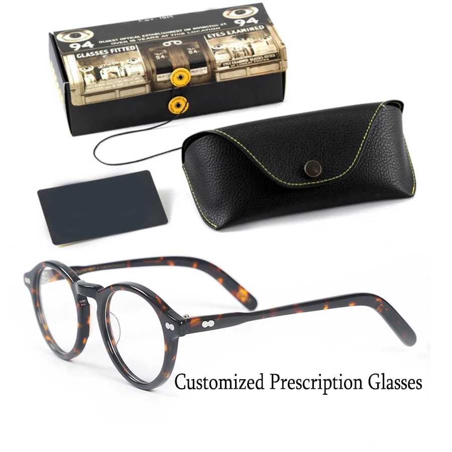 Customized Prescription Glasses Men Frame Johnny Depp Miltzen Photochromic Anti-Blue Light Myopia Hyperopia Round Eyeglasses