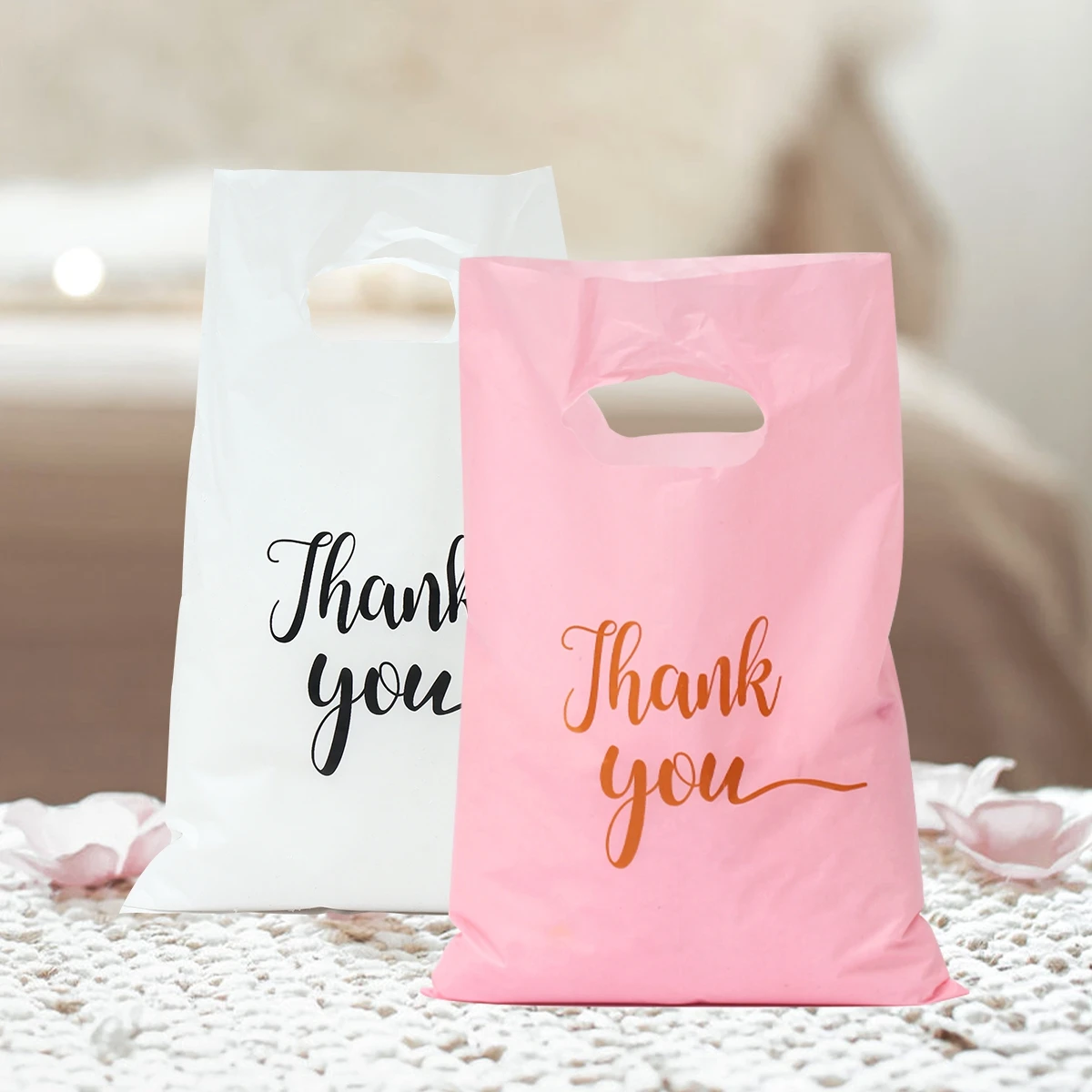 100pcs Thank You Hand Bag Candy Gifts Bags Wedding Birthday Party Decoration Kids Baby Shower Packing Bag Birthday Suppies Bags